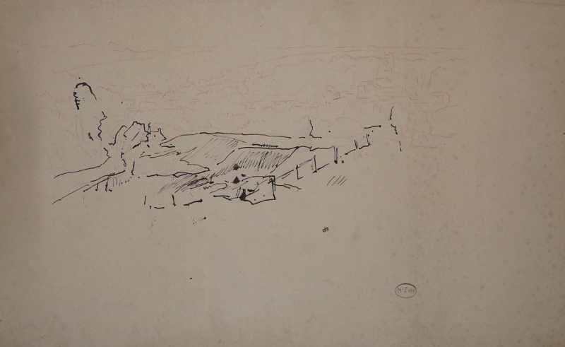 Village landscape : tracing plus pen and pencil study for a large landscape