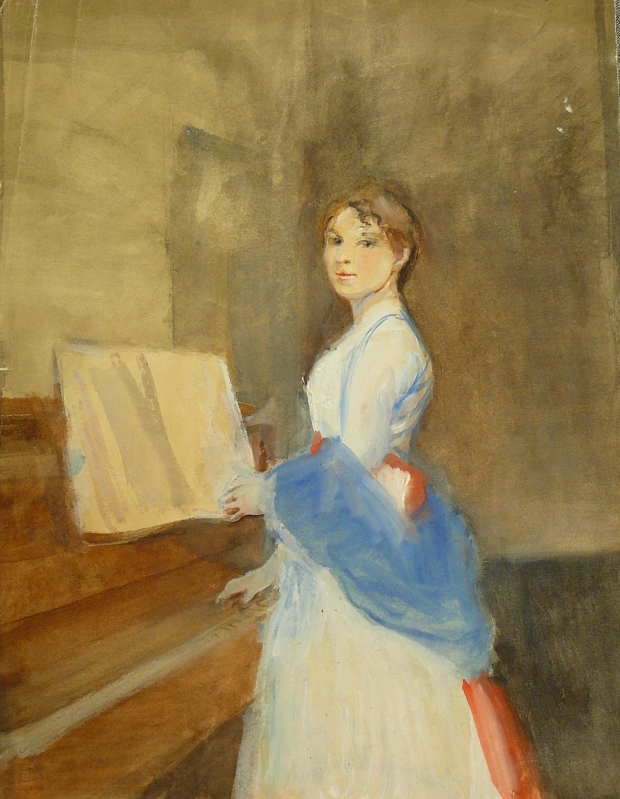 M 46. Lady standing at the piano