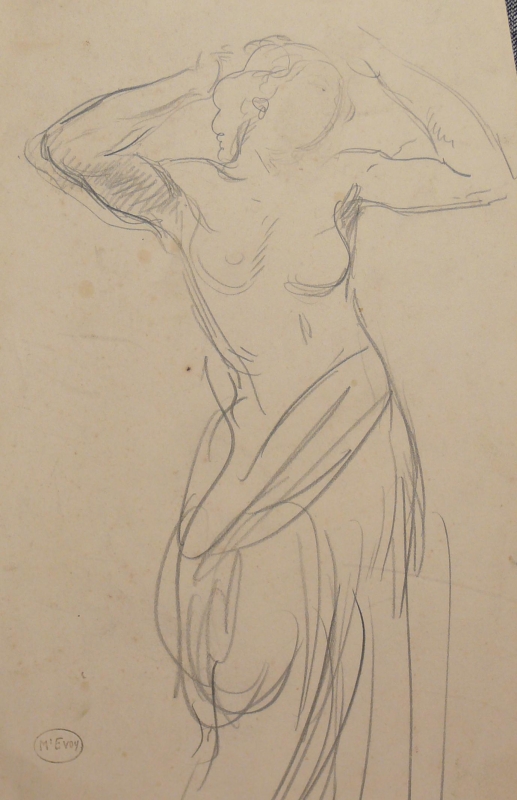 Study torso lady with raised arms